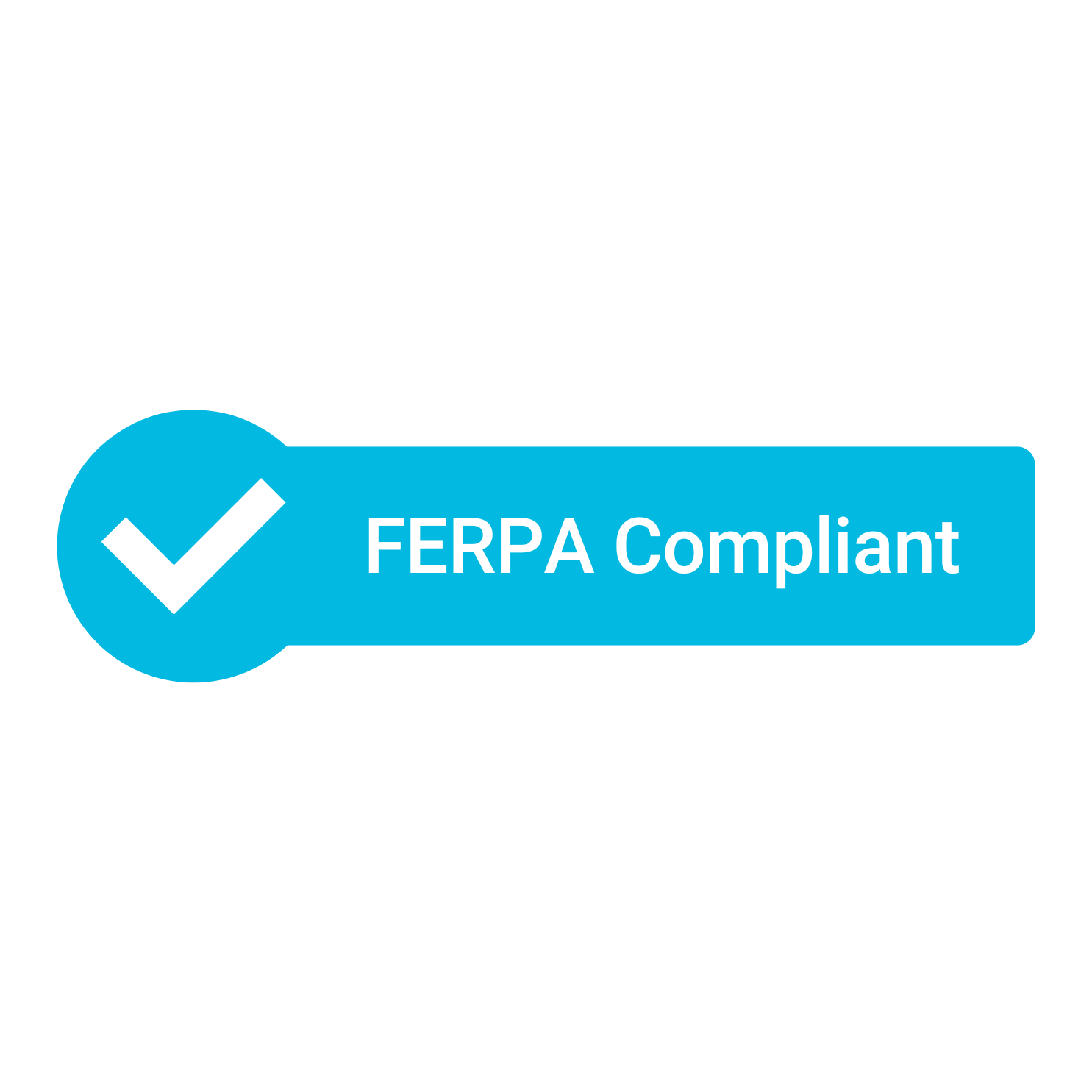 Blue badge with a white checkmark and the text "FERPA Compliant" indicating compliance with the Family Educational Rights and Privacy Act.