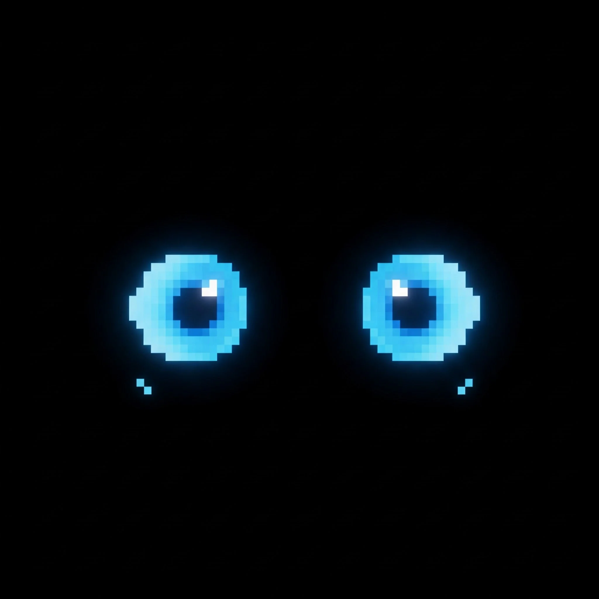 pixelated round blue eyes
