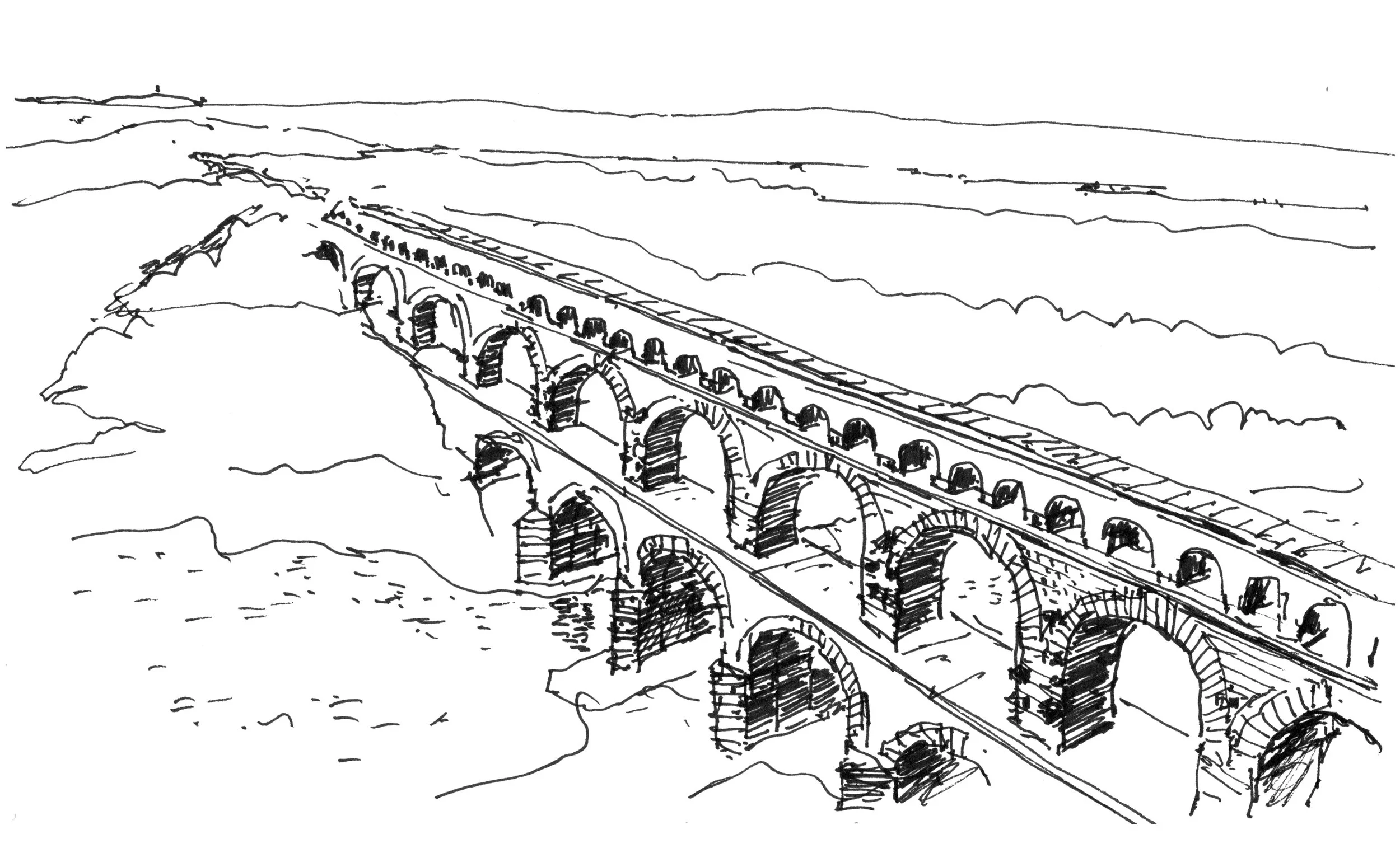 The Pont du Gard aqueduct near Nimes, France.