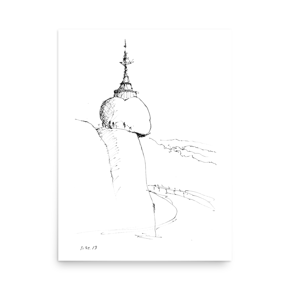 Golden Rock at Kyaiktiyo Pagoda - Fine Art Print