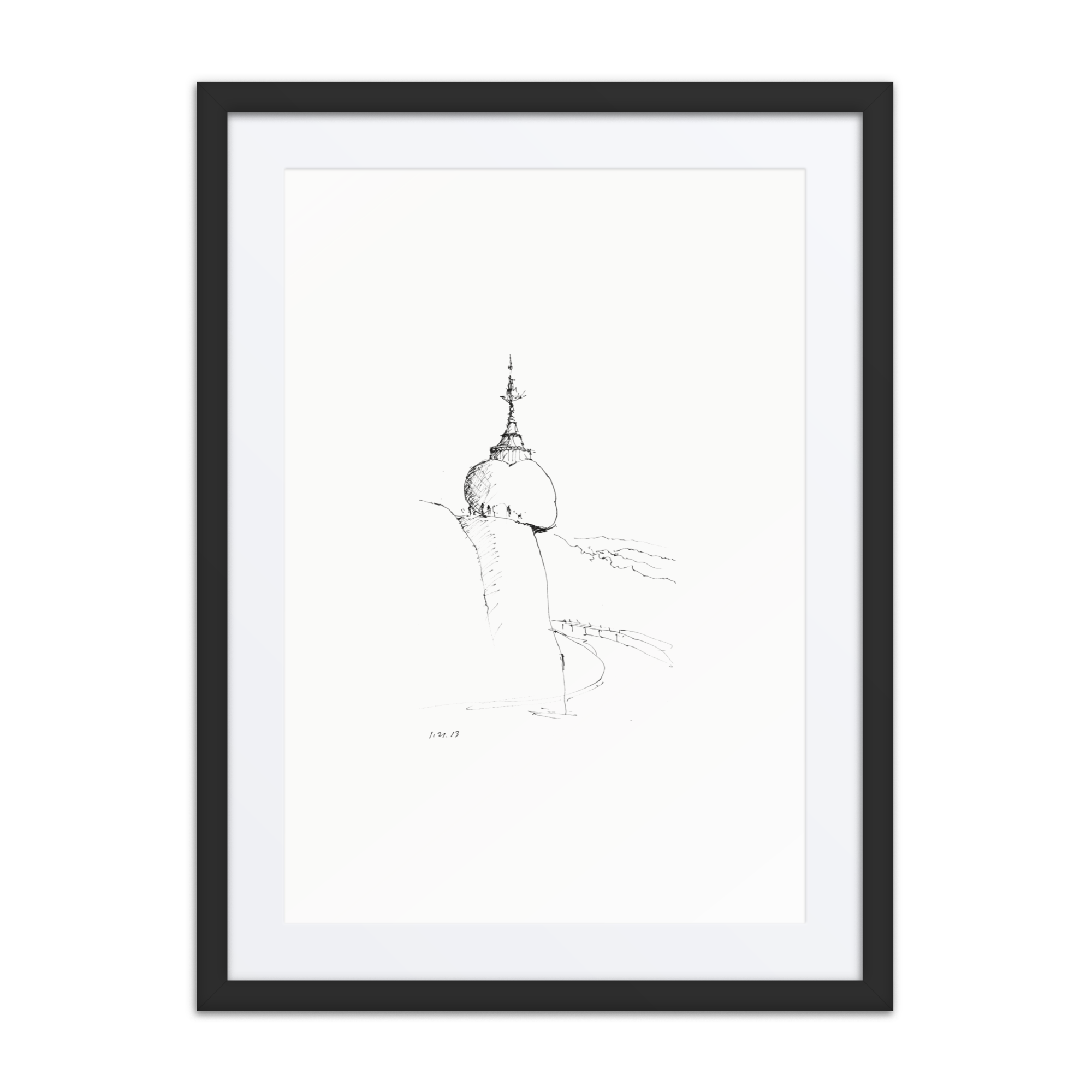 Golden Rock at Kyaiktiyo Pagoda - Framed Print