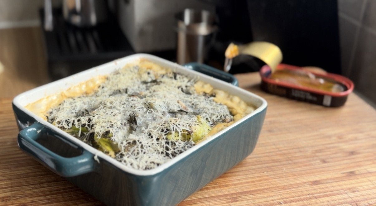 Creamed Leeks with Smoked Bacon, Anchovy & Parmesan

