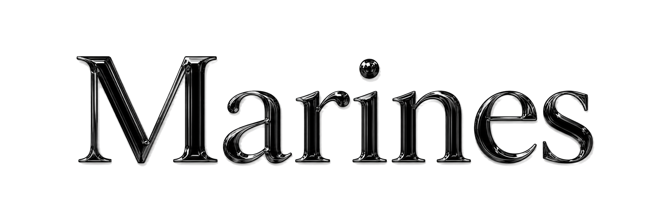 Metallic silver text that says 'Márines' on a black background.