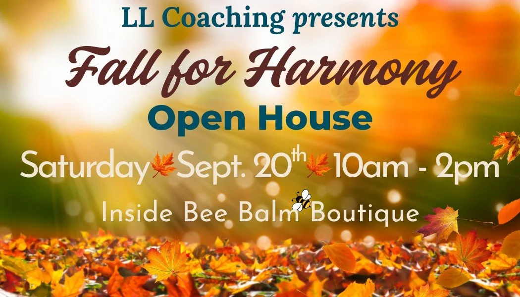 So much is going on here at LL Coaching!! Come check out my booth inside Bee Balm Boutique tomorrow for Fall for Harmony with LL Coaching from 10am-2pm. I've got my essential oil goodies on sale, including the *NEW* Raindrop roller! Now you can take 