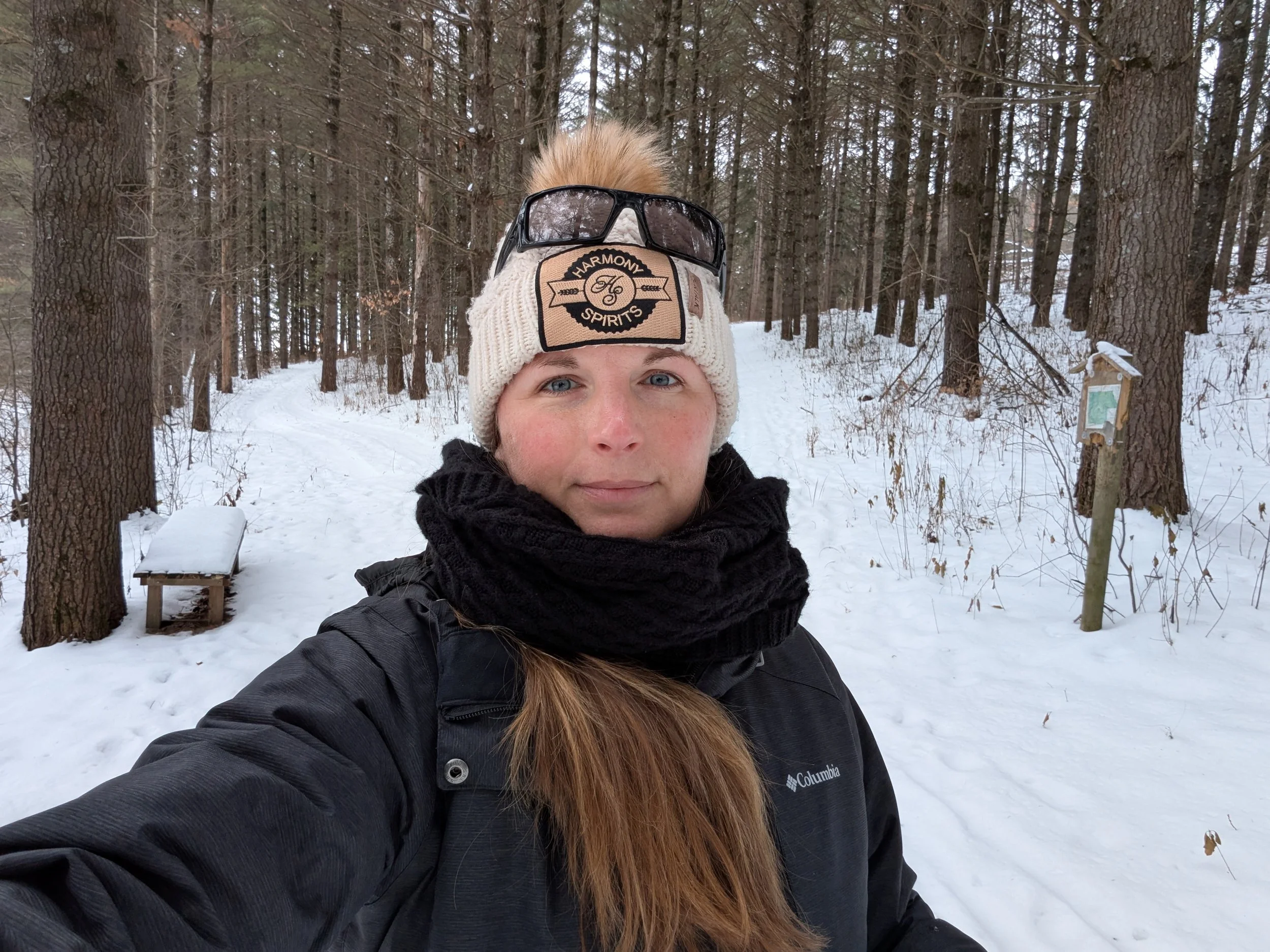 Lydia bundled up for a hike in the snow