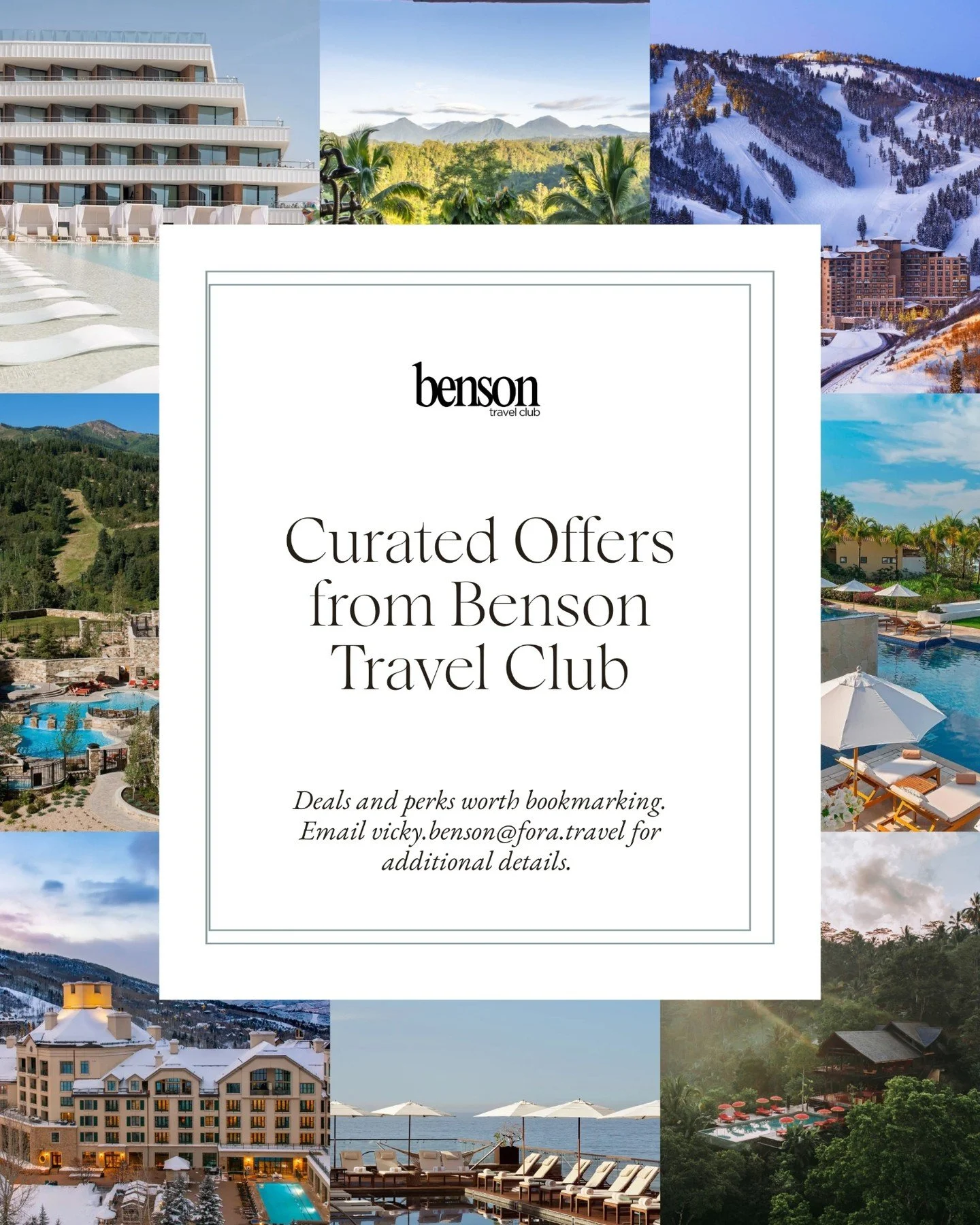 Curated offers, Benson Travel Club approved. ✅

I pulled together a few hotel deals and packages that are genuinely worth bookmarking. The kind with extra nights, resort credits, and perks that make the whole trip feel elevated. No endless searching,
