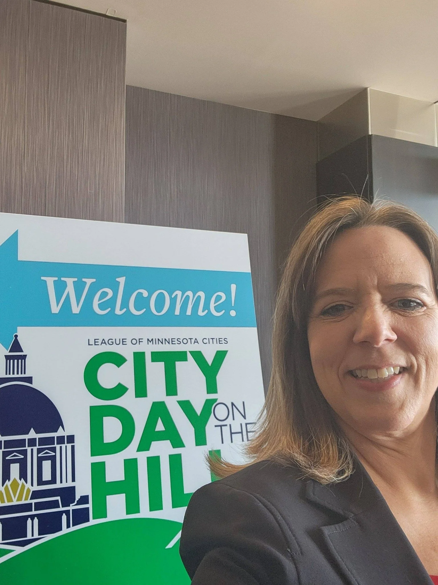 Deborah Everson attending League of Minnesota Cities "City Day on the Hill" at the Minnesota State Capital.