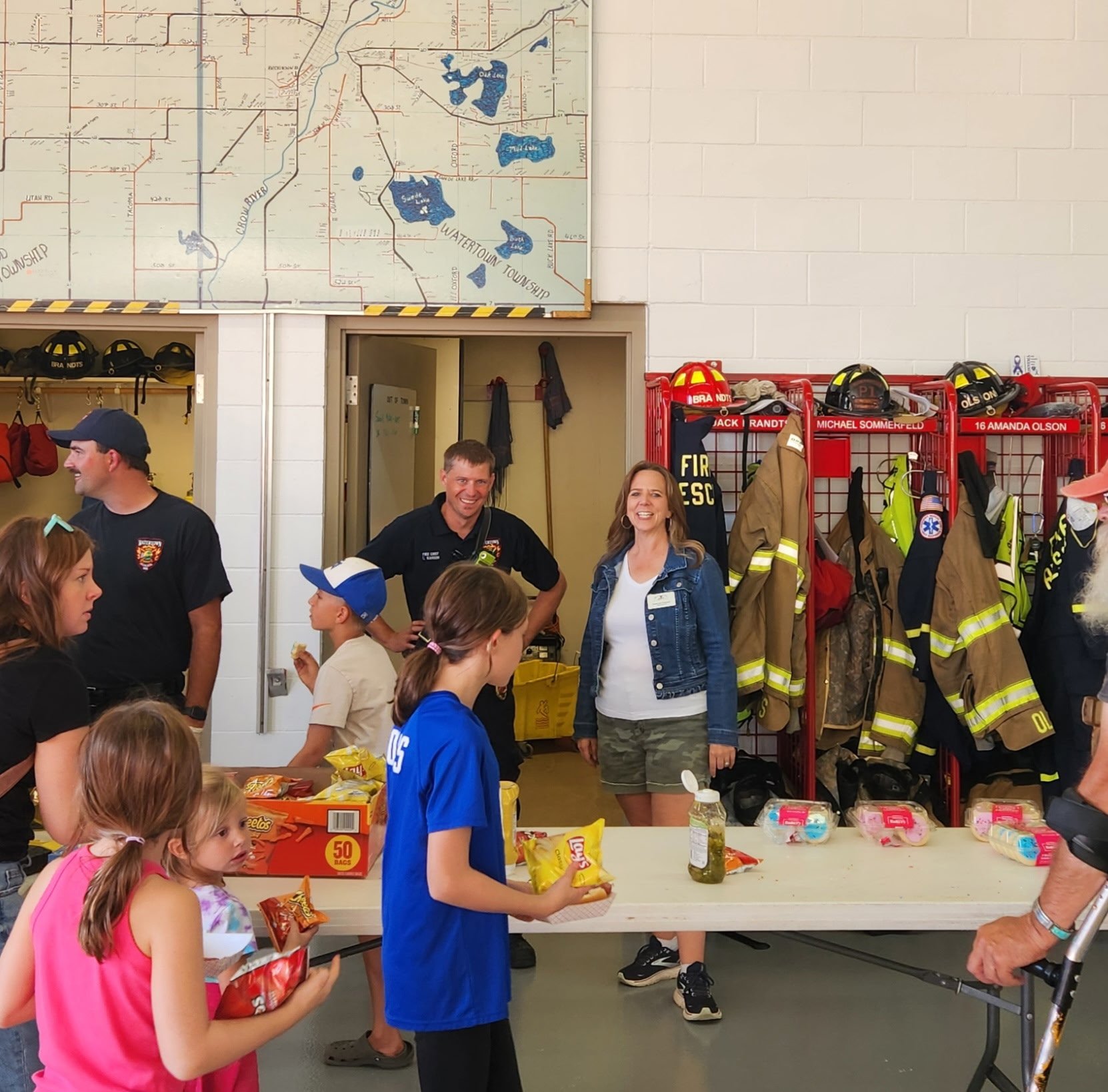 Deborah Everson with Fire Chief Tom Hanson at the Watertown Fire Department open house