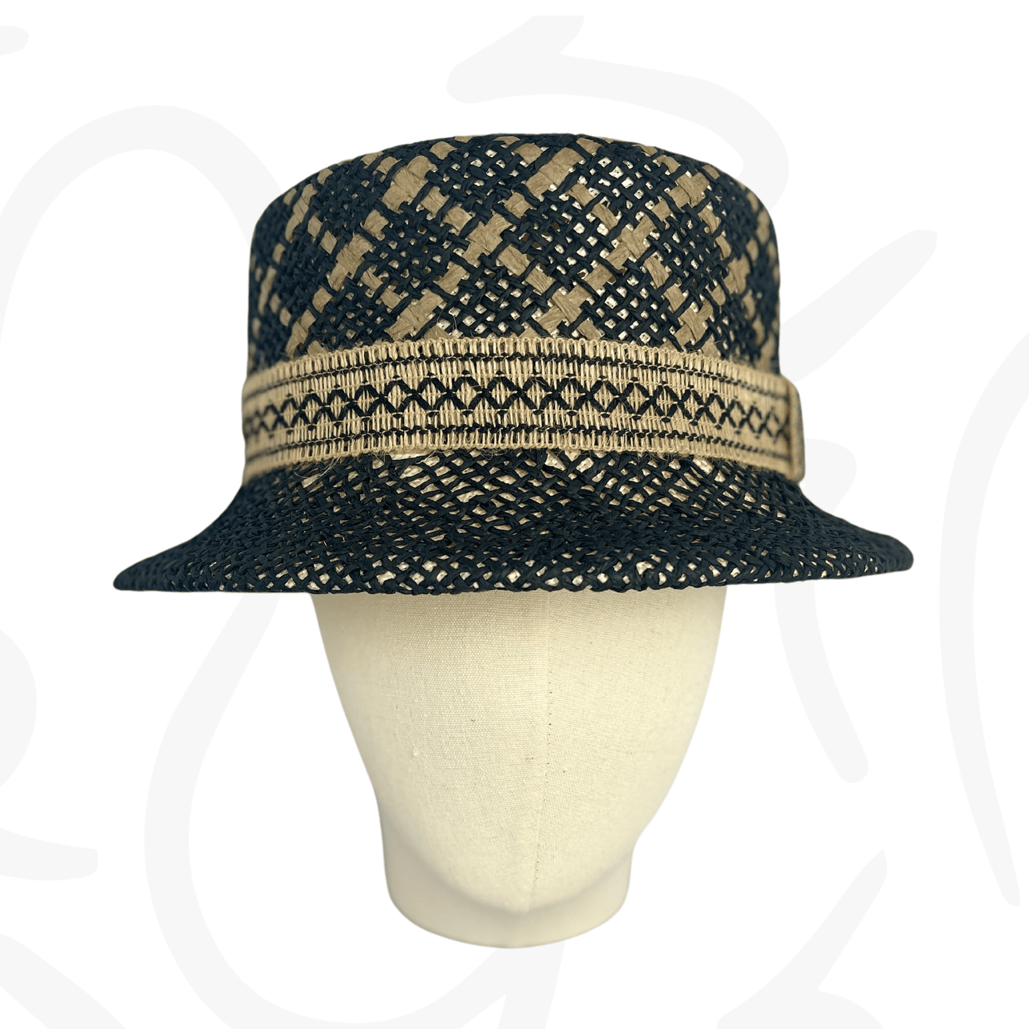Black Embroidered Straw Bucket Hat Be Blumarine Logo embroidery straw hat - Black - Women|52025140 main image 3