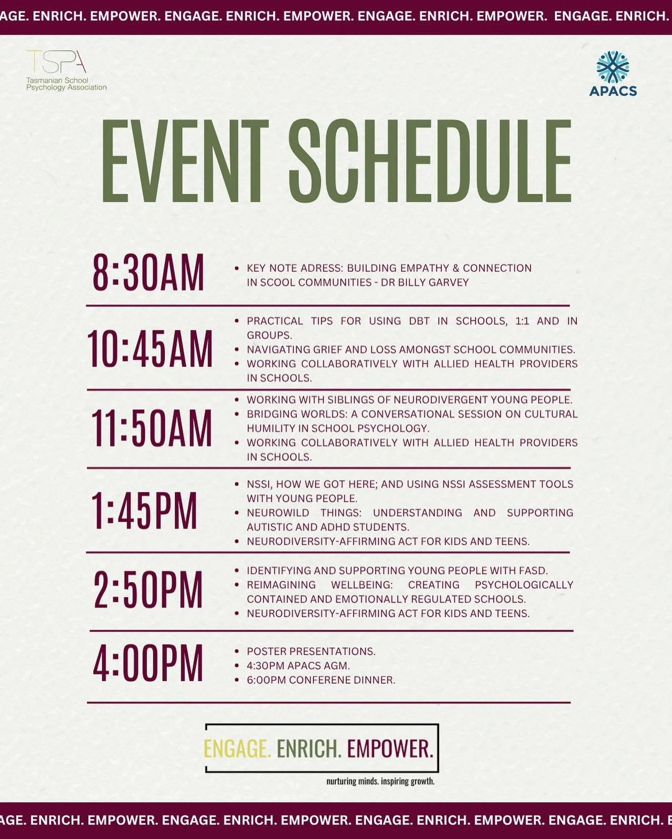 It&rsquo;s here! Day 1 of ENGAGE. ENRICH. EMPOWER. starts NOW ⏰ 

See what&rsquo;s in store and follow along on our stories for updates throughout the day ✏️