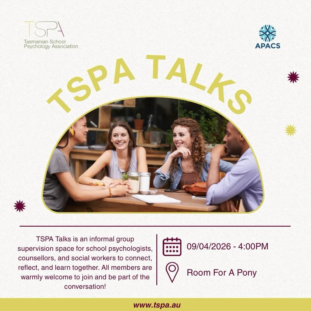 Join us for TSPA Talks this Thursday at 4:00pm! 🗣️✨

This informal group supervision space is open to members of TSPA looking to connect, reflect, and learn together in a supportive environment.

We hope to see you there. 💜💚
