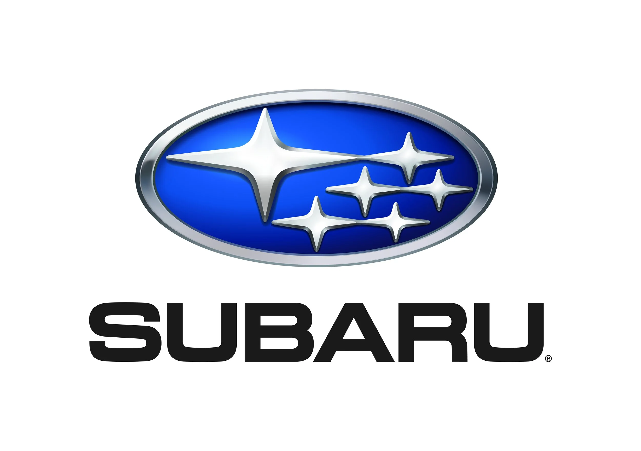Subaru logo featuring a blue oval with silver stars and the word "Subaru" underneath. | for Pajouh Collision Chico CA