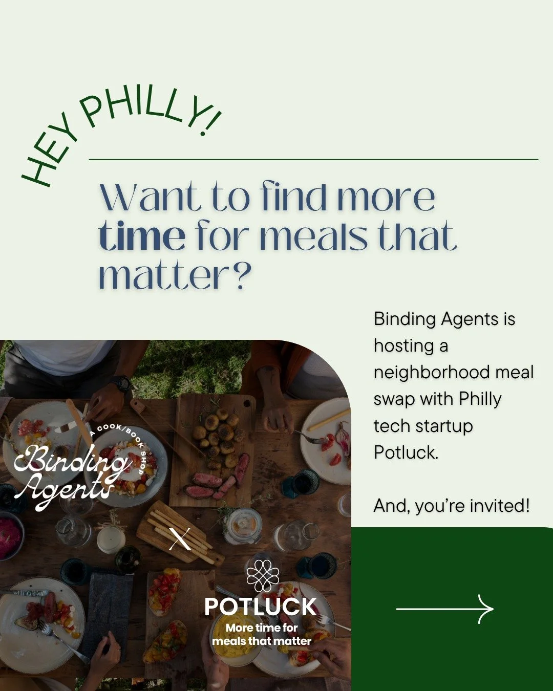 Hey, pals! We're so excited to introduce you to @jointhepotluck, a local startup that's looking to solve what I often call the &quot;Tuesday dinner problem.&quot; You can join our experiment now to get matched with a weekly meal-swap buddy this fall&
