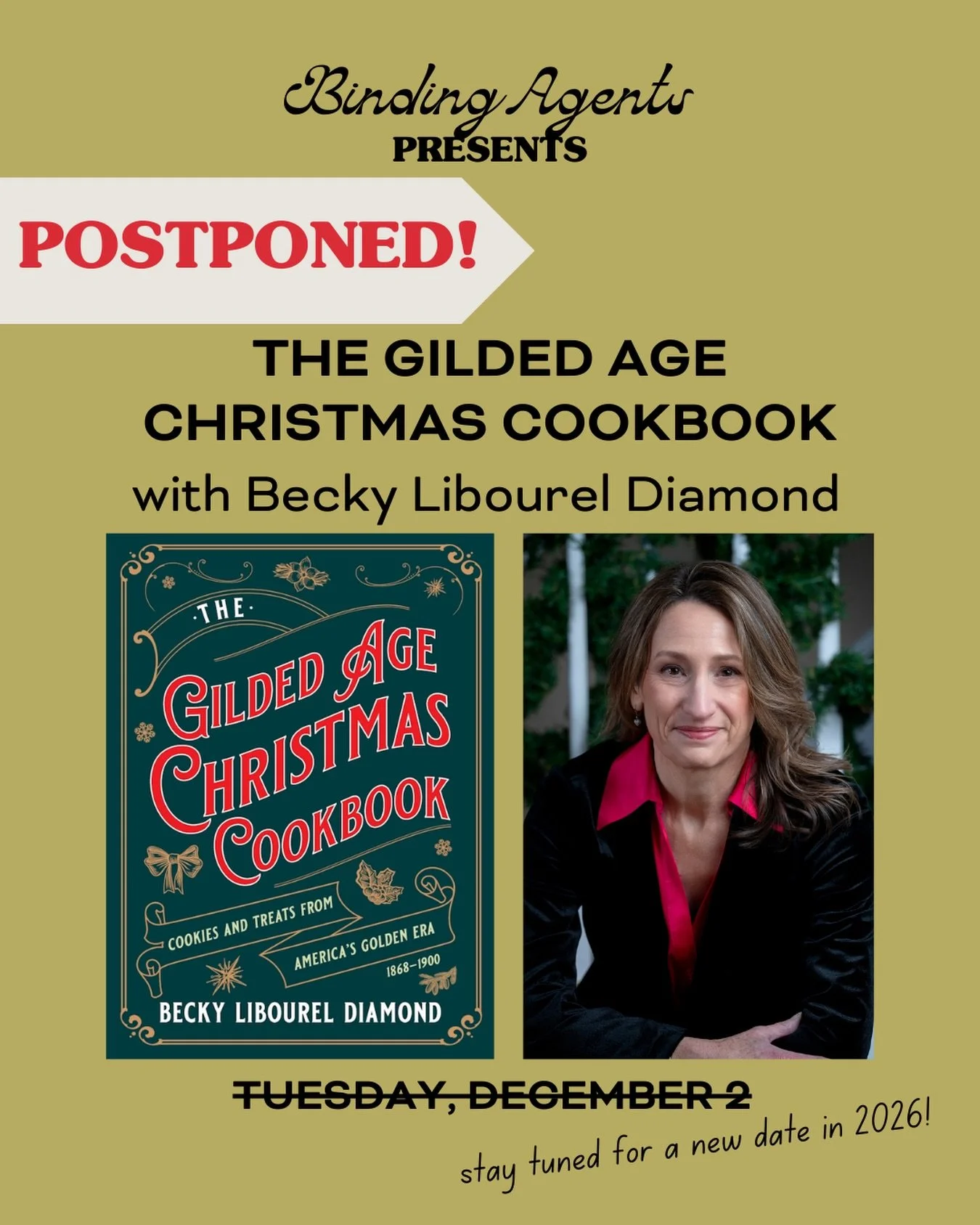 Fine weather we&rsquo;re having! Tonight&rsquo;s event with @beckyldiamond to celebrate her fabulous new book THE GILDED AGE CHRISTMAS COOKBOOK has been postponed. We can&rsquo;t wait to welcome her to the shop to talk all things food history in 2026
