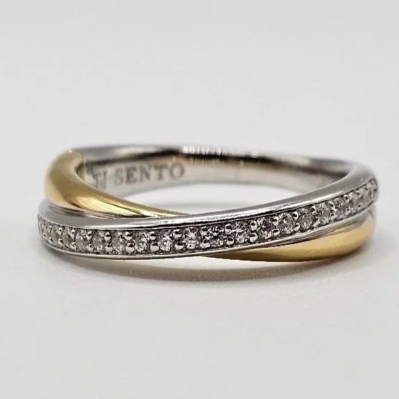 Sterling Silver & Gold Plated Crossover Band