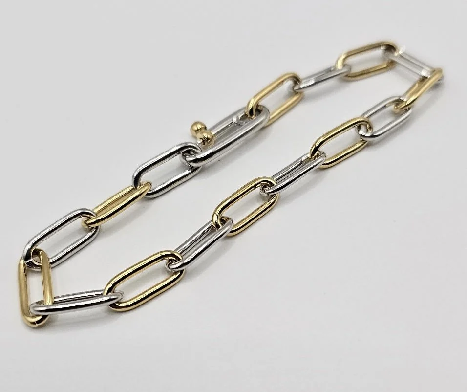 Sterling Silver & Yellow Gold Plated Open Link Bracelet