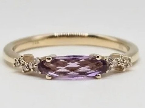 14kt Yellow Gold Amethyst & Diamond Stack Ring