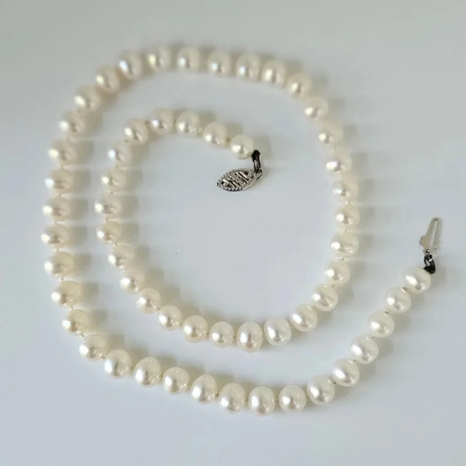 Potato Pearl Necklace w/ 14kt White Gold Clasp