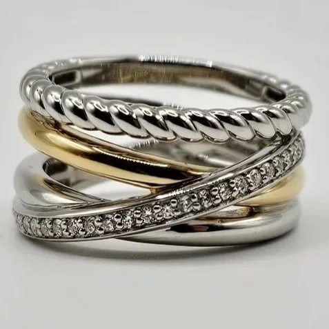 Sterling Silver & Gold Plated Crossover Band