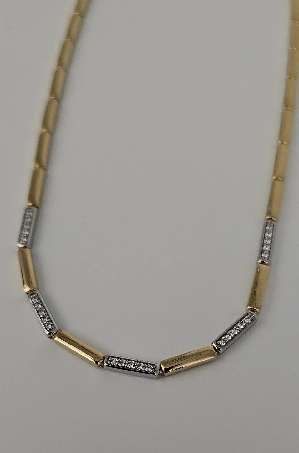 Sterling Silver & Yellow Gold Plated Rectangular Link Necklace