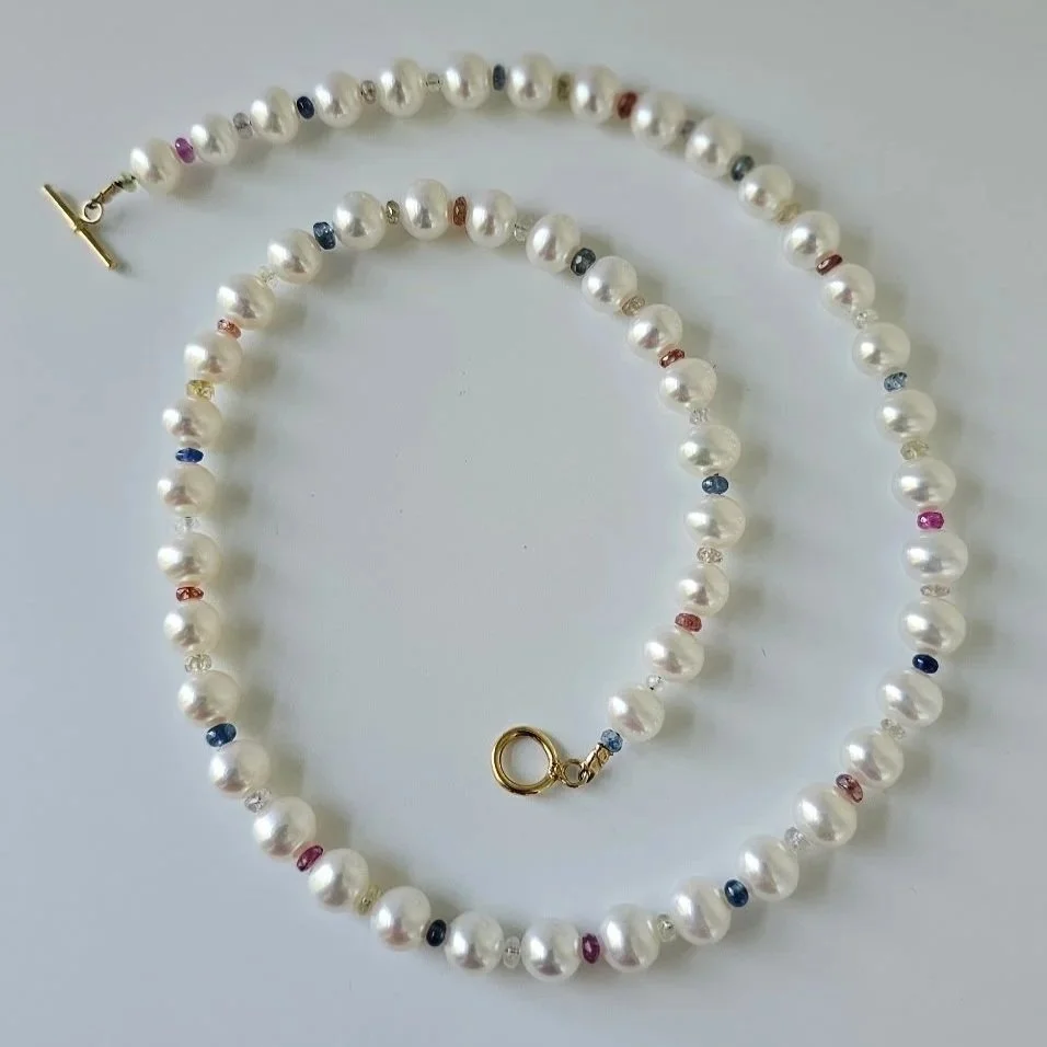 Fresh Water Cultured Pearl & Multicolor Beaded Necklace