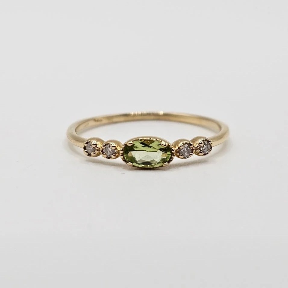 14kt Yellow Gold Peridot & Diamond Stacker Band