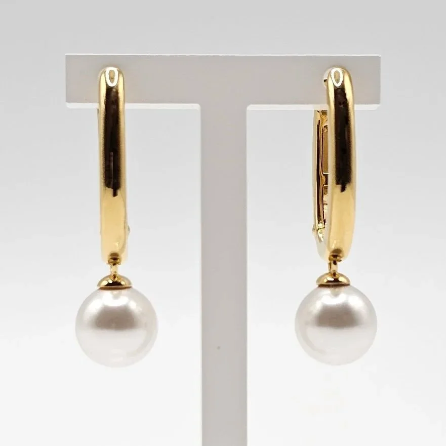 Gold Plated Sterling Silver Pearl Drop Earrings