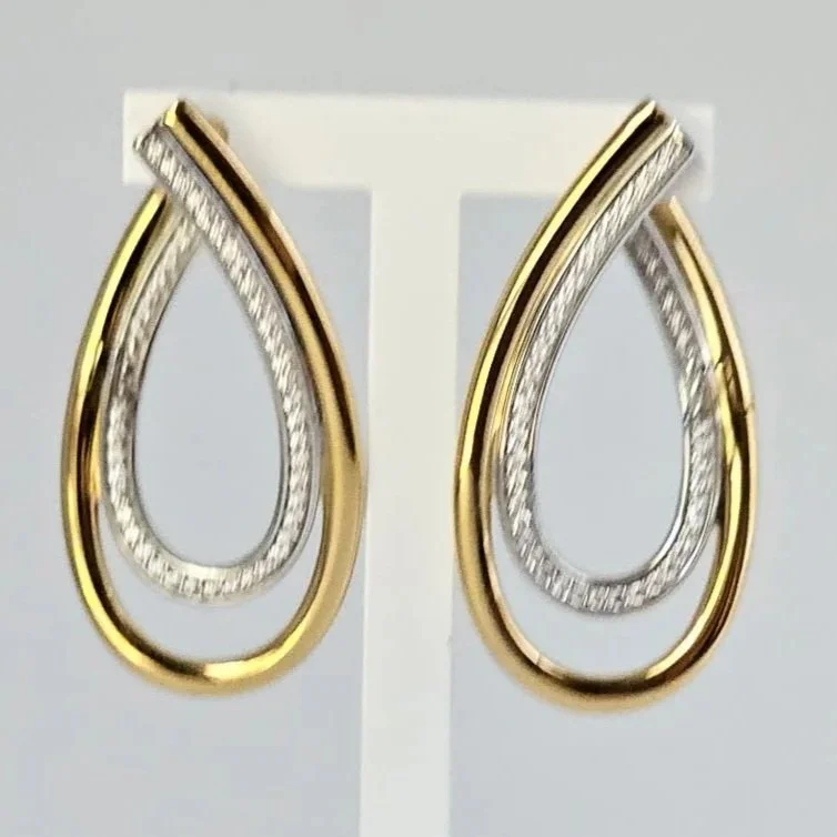 Sterling Silver & Gold Plated Double Swoop Earrings