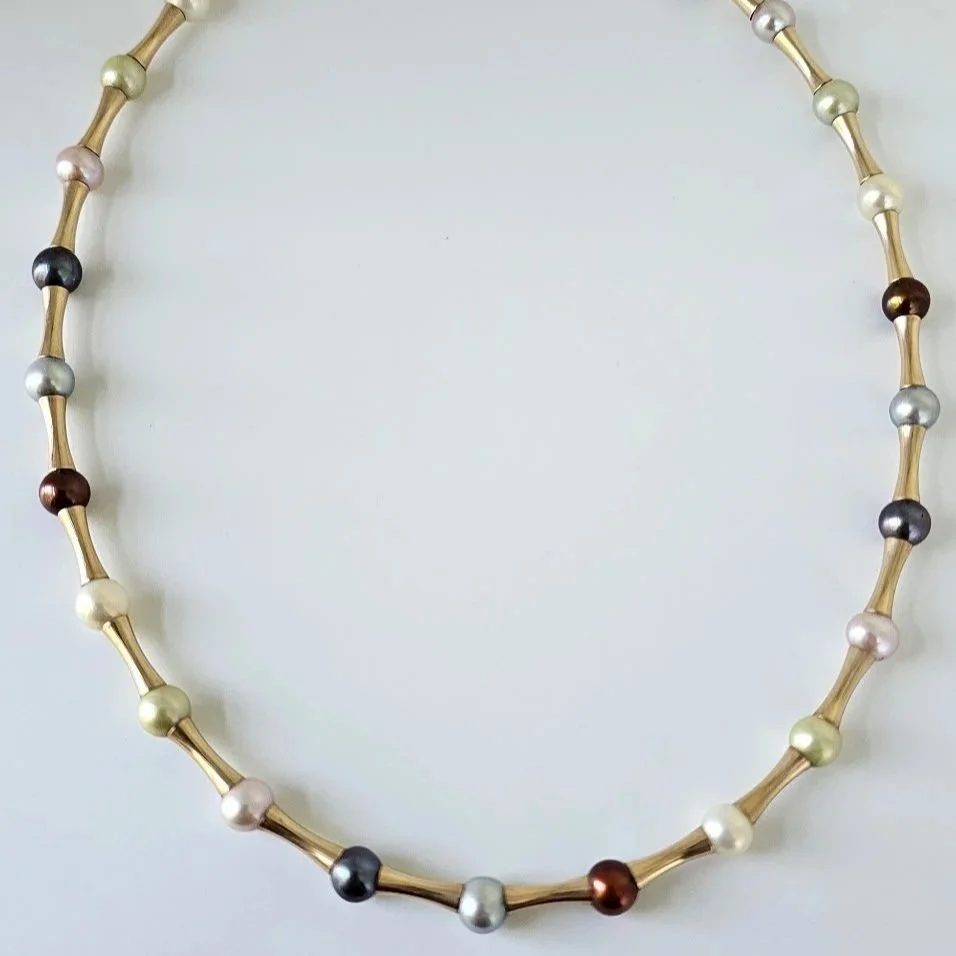 14kt Yellow Gold Multicolor Fresh Water Cultured Pearl Necklace
