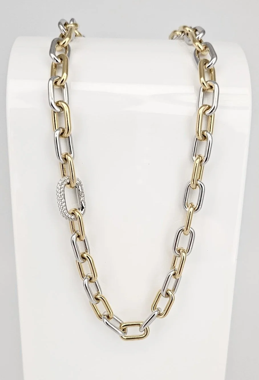 Chunky Sterling Silver & Yellow Gold Plated Link Chain