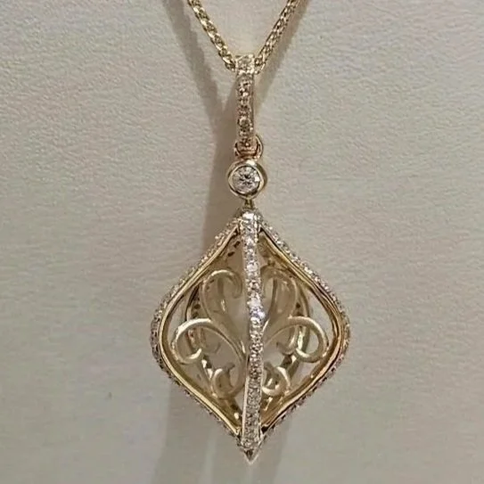 14kt Yellow Gold Articulated Diamond Cage Necklace
