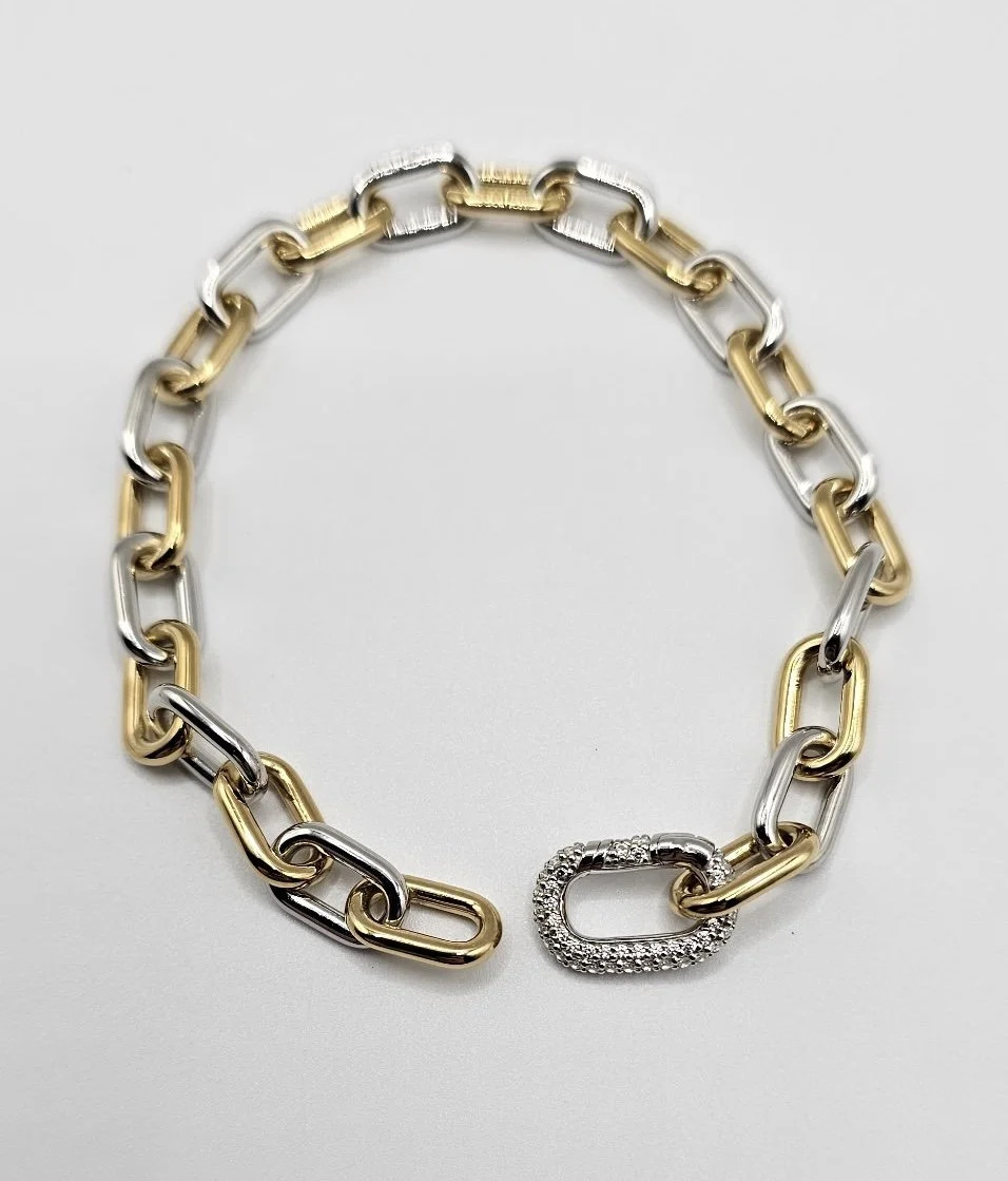 Sterling Silver & Yellow Gold Plated Chunky Link Bracelet