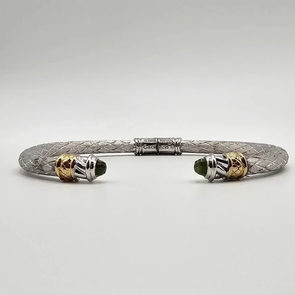 Sterling Silver Two Tone Open Cuff Bracelet