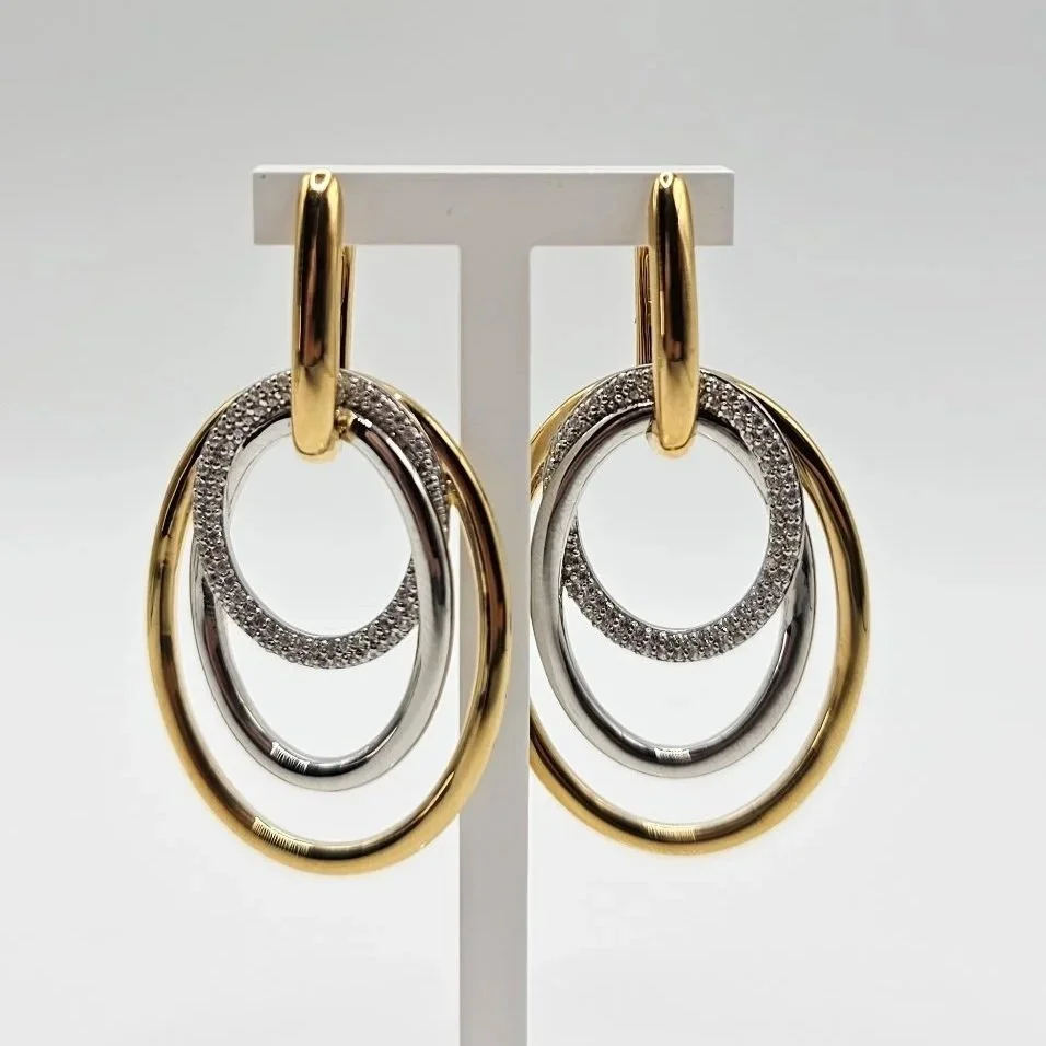 Sterling Silver & Gold Plated Triple Swoop Earrings