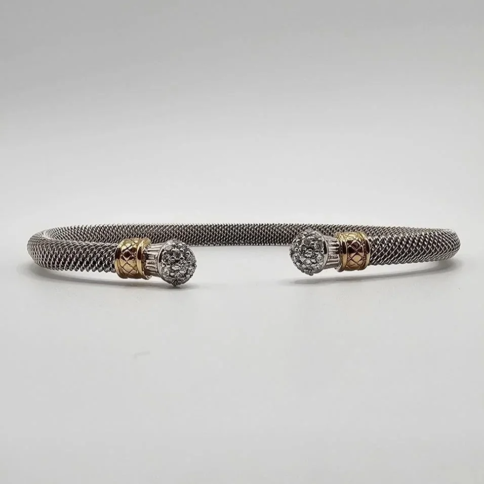 Sterling Silver Two Tone Open Cuff Bracelet