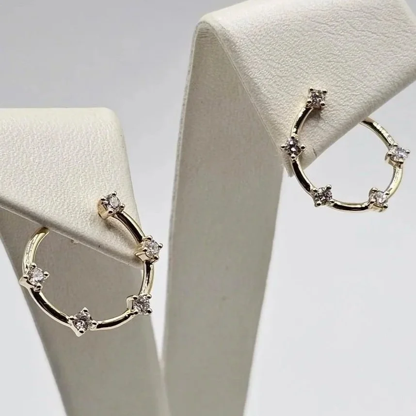 14kt Yellow Gold Diamond Vertical Orbit Studs