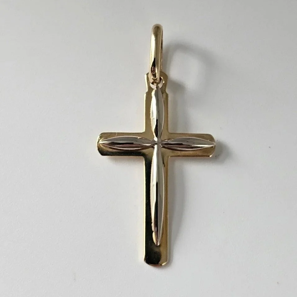 14kt Two Tone Cross Pendant
