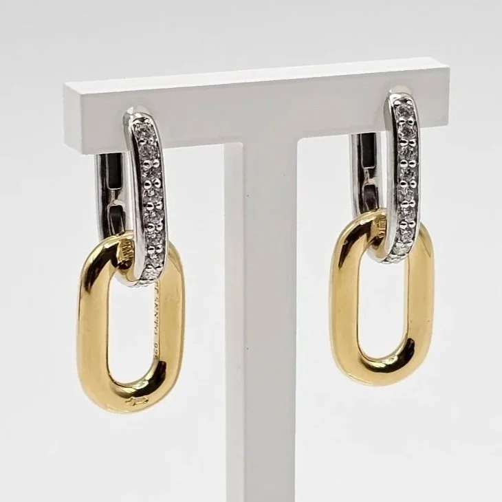 Sterling Silver & Gold Plated Elongated Double Hoop Earrings
