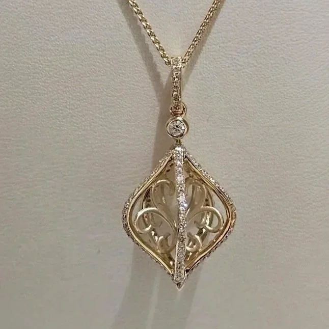 14kt Yellow Gold Articulated Diamond Cage Necklace