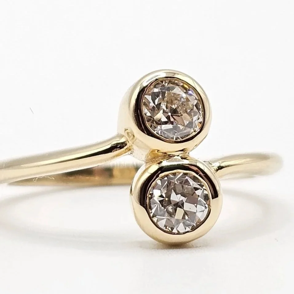 14kt Yellow Gold 2-Stone Natural Diamond Bypass Ring