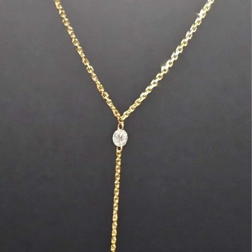 14kt Yellow Gold "Dashing Diamonds" Y Necklace