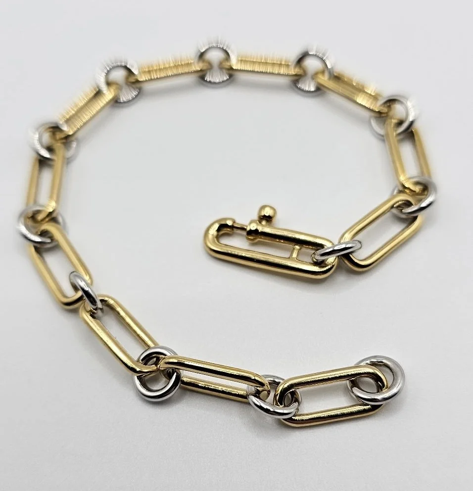 Sterling Silver & Yellow Gold Plated Alternating Link Bracelet