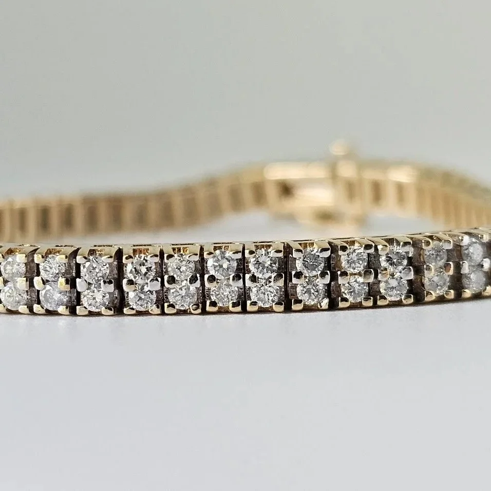 14kt Yellow Gold 2 Row Diamond Tennis Bracelet