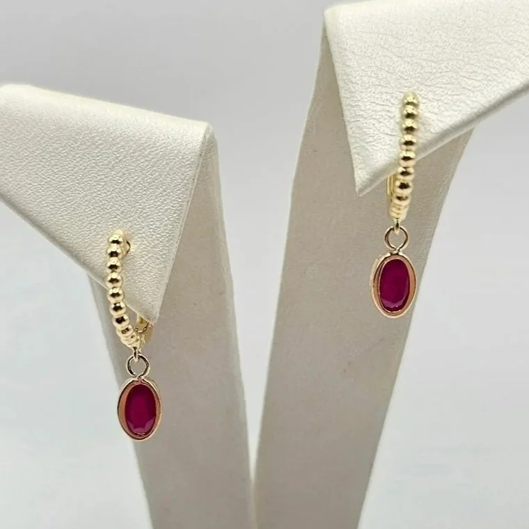 14kt Yellow Gold Ruby Drop Earrings