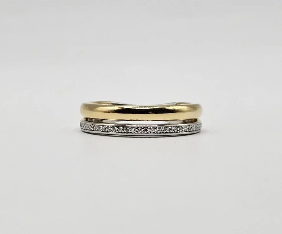 Sterling Silver & Gold Plated Split Center Band