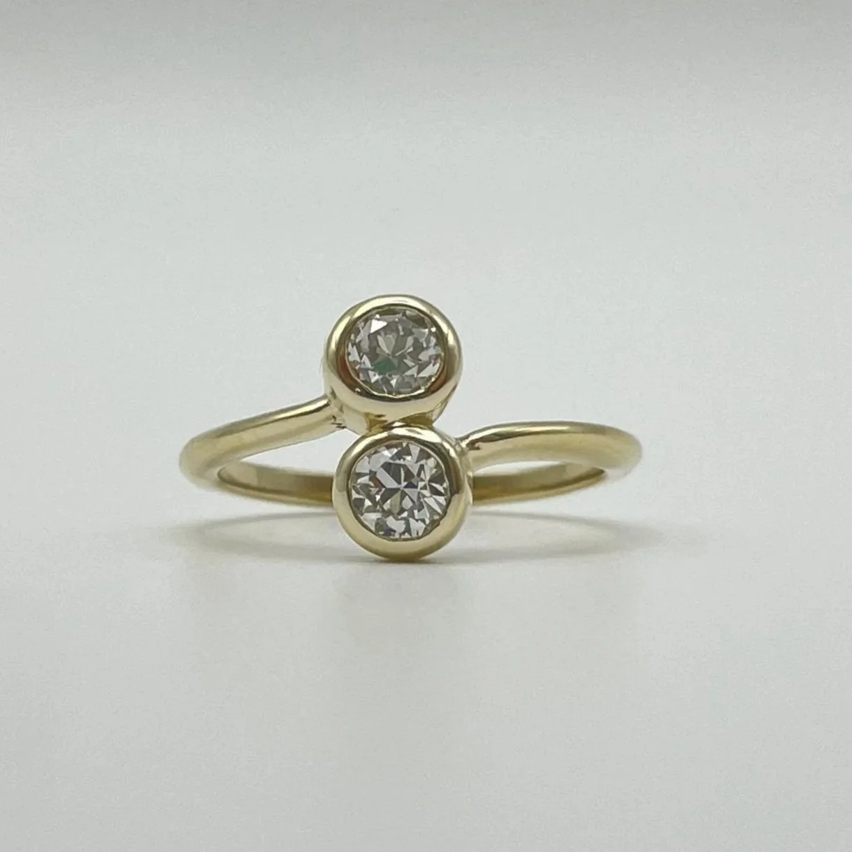 14kt Yellow Gold 2-Stone Natural Diamond Bypass Ring