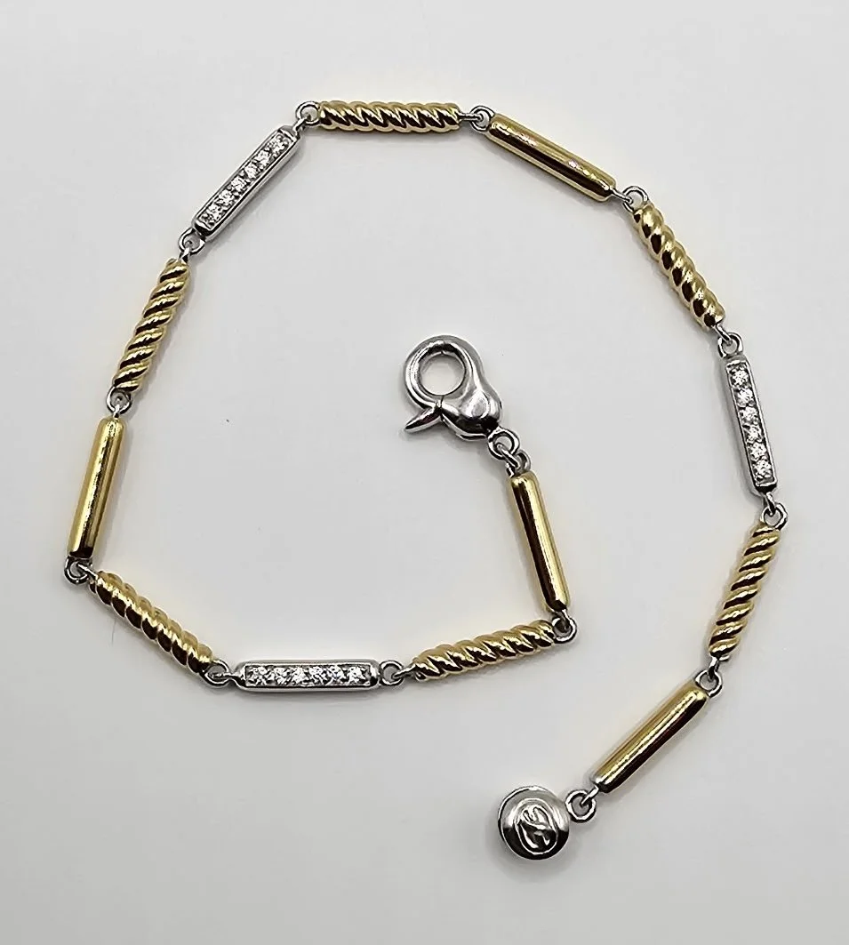 Sterling Silver & Yellow Gold Plated Rectangular Link Bracelet