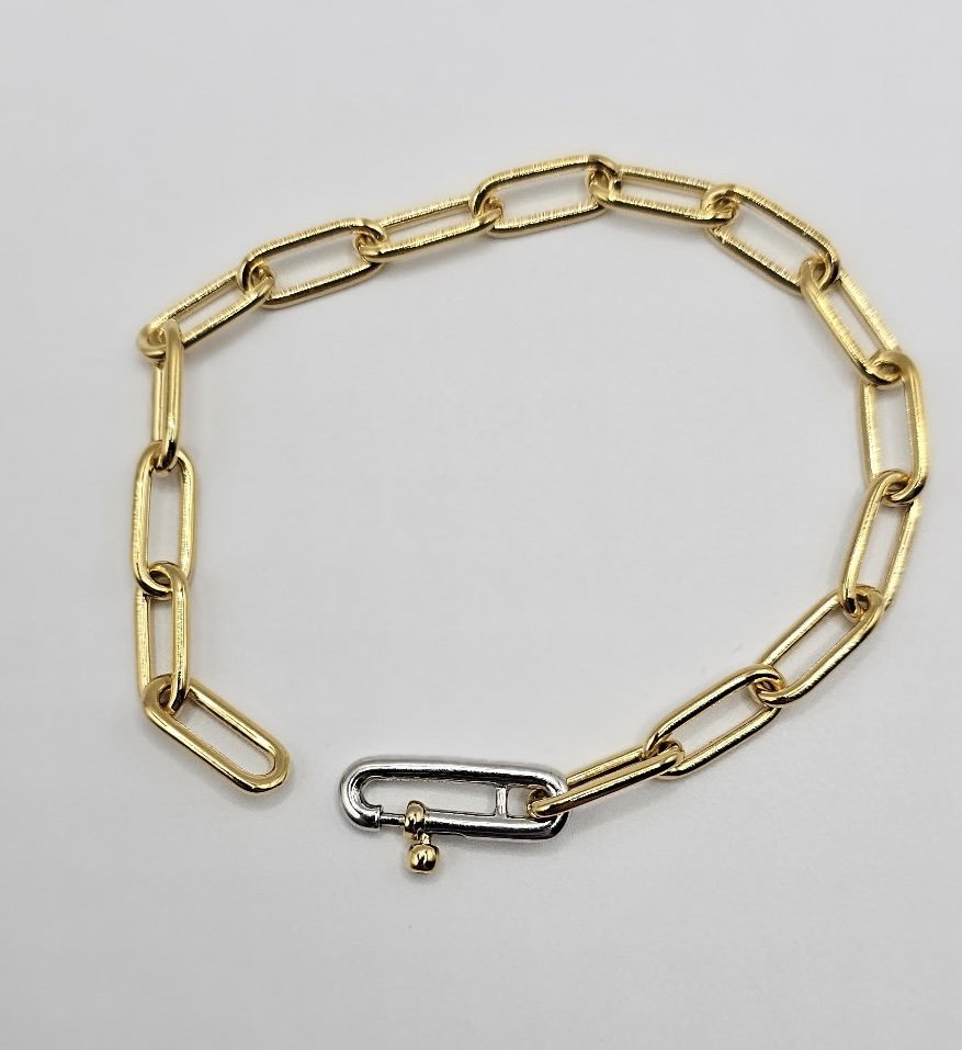 Sterling Silver & Yellow Gold Plated Open Link Bracelet