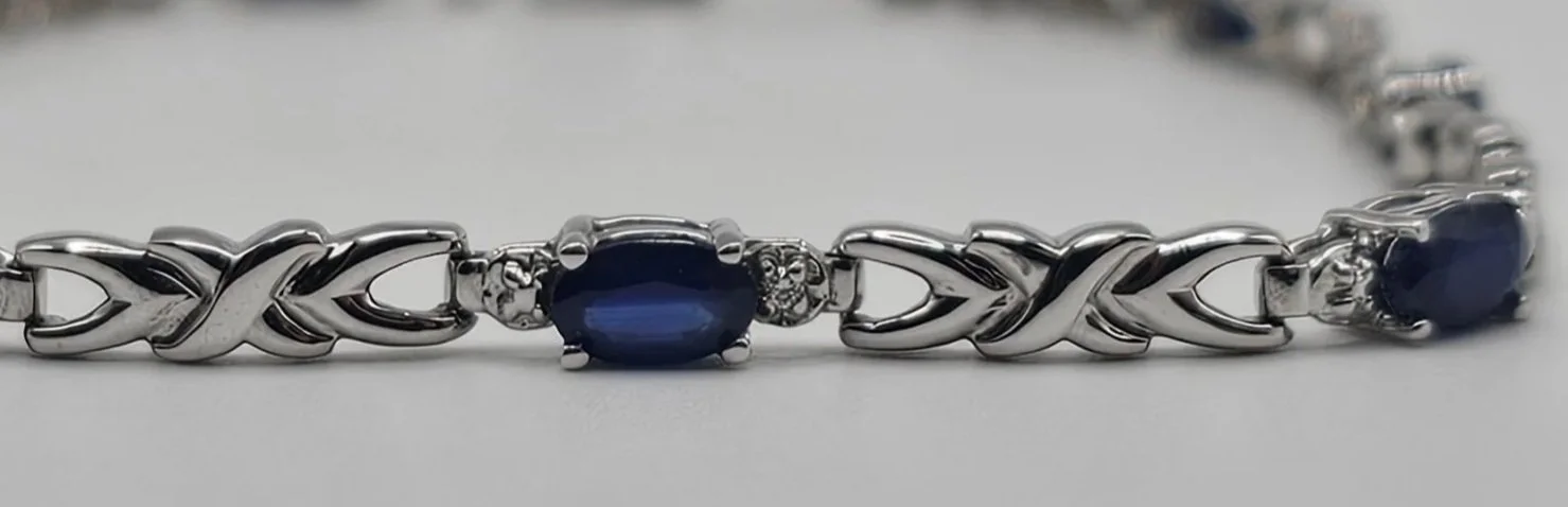 14KT White Gold Sapphire & Diamond Accented Bracelet