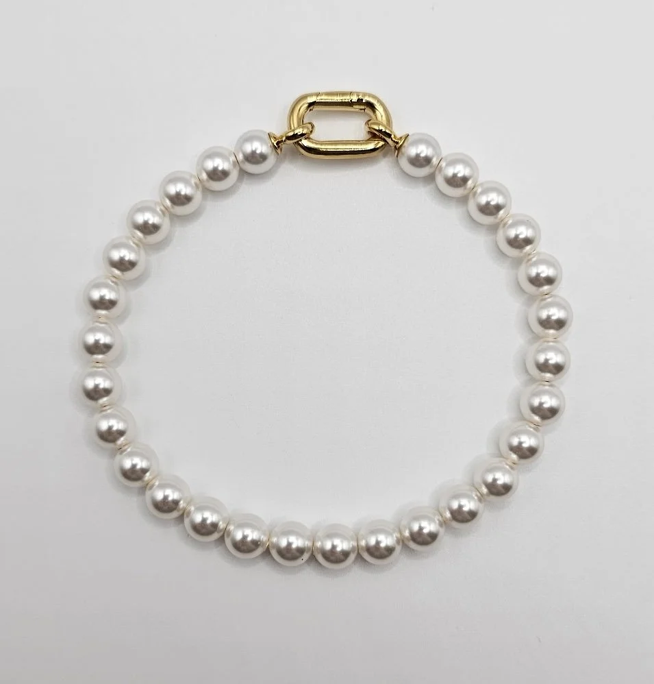 Faux Pearl Bracelet with Yellow Gold Plated Clasp